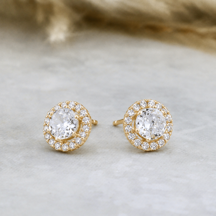 Sterling silver halo earrings