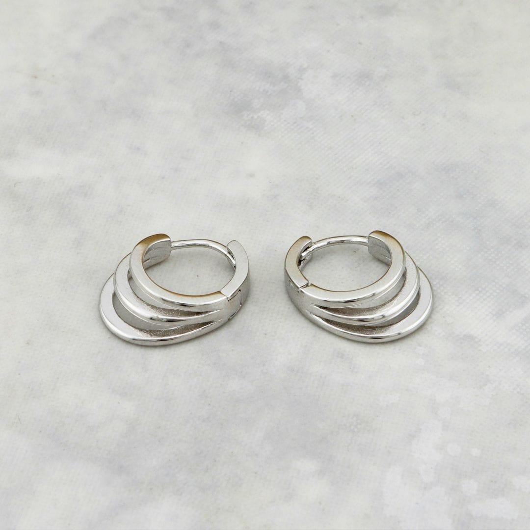 Mathieu Blanchard Boucles d'oreilles Boucles d'oreilles Huggies 3 rangs en argent sterling