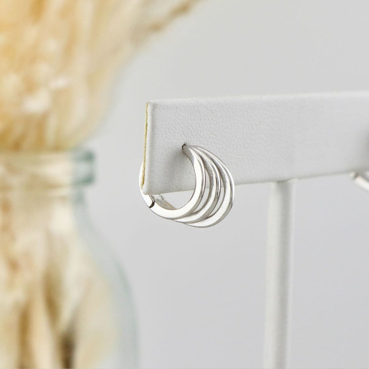 Mathieu Blanchard Boucles d'oreilles Boucles d'oreilles Huggies 3 rangs en argent sterling