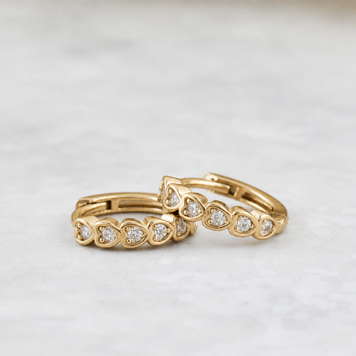 Sterling Silver Heart Huggie Earrings
