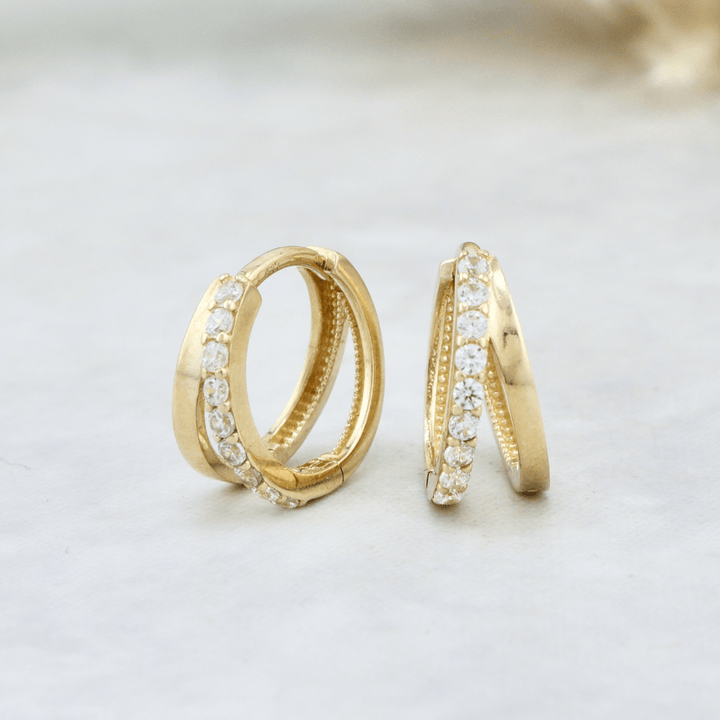 - Boucles d'oreilles Boucles d'oreilles huggies Double rang en or 10K