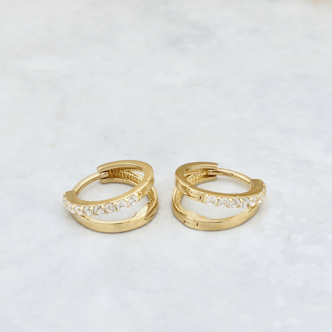 - Boucles d'oreilles Boucles d'oreilles huggies Double rang en or 10K
