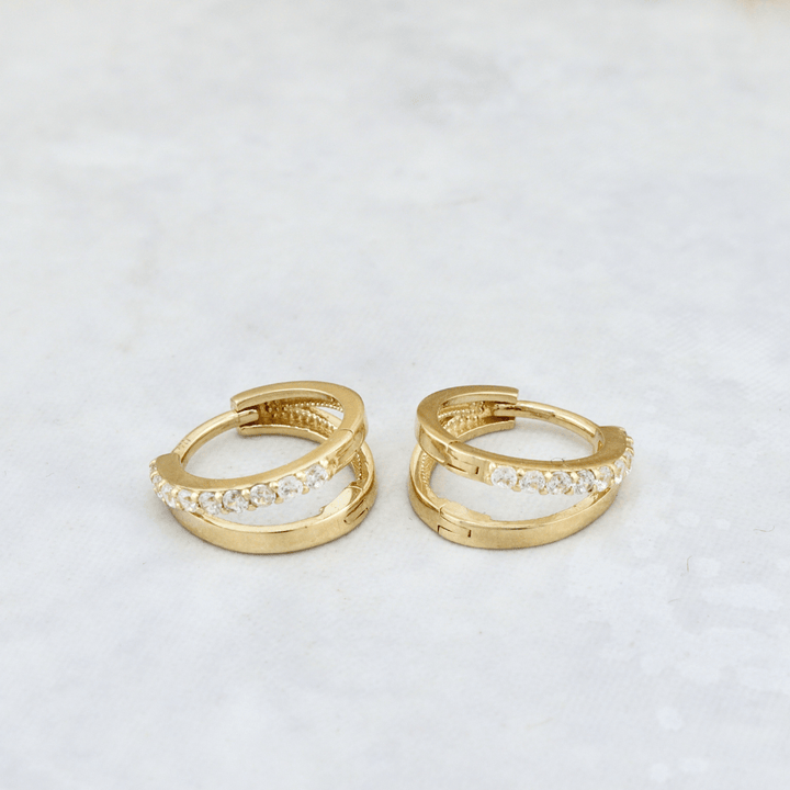 - Boucles d'oreilles Boucles d'oreilles huggies Double rang en or 10K