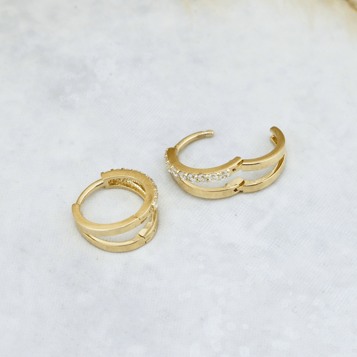 - Boucles d'oreilles Boucles d'oreilles huggies Double rang en or 10K