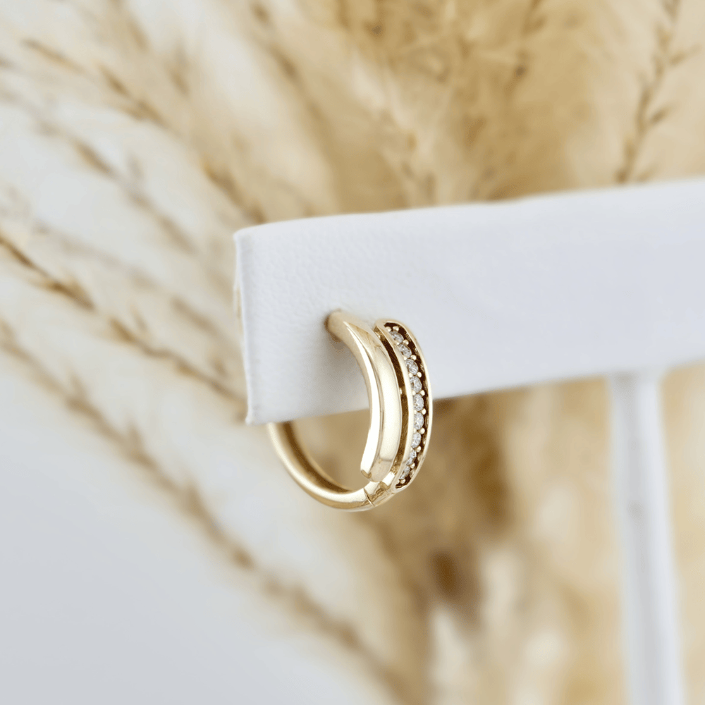 Boucles d'oreilles huggies en or jaune 10K - Boucles d'oreilles Or jaune 10K EY-D55-1690 Boucles d'oreilles huggies Double Rang en or 10K | Mathieu Blanchard Mathieu Blanchard Joaillerie