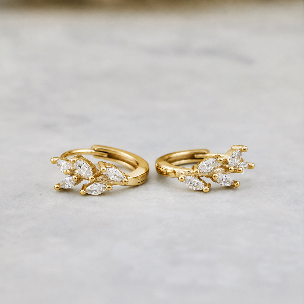 Sterling Silver Marquise Huggie Earrings