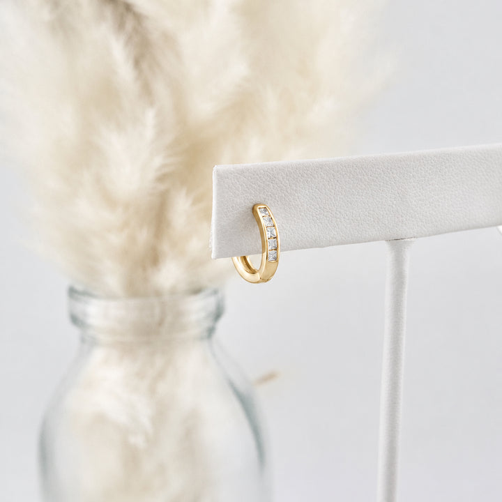 Sterling silver Princess Huggie earrings