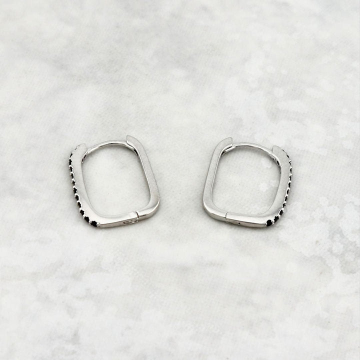 Mathieu Blanchard Boucles d'oreilles Boucles d'oreilles Huggies Scintillantes Noires en argent sterling