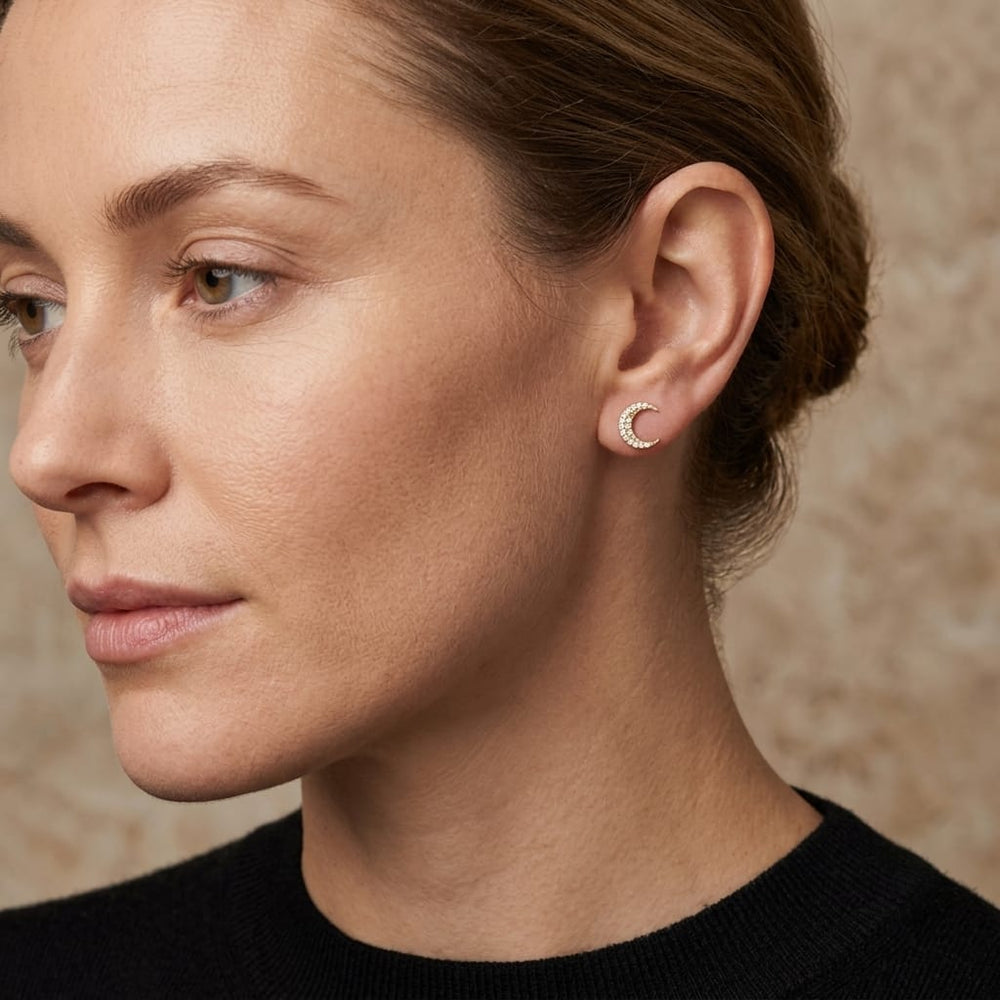 Boucles d'oreilles Lune - Boucles d'oreilles Boucles d'oreilles Lune en or 10K | Mathieu Blanchard Joaillerie Mathieu Blanchard Joaillerie