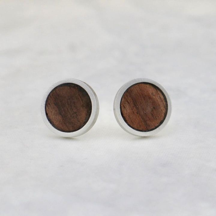 Boucles d’oreilles Noyer et en acier inoxydable Mathieu Blanchard Boucles d&
