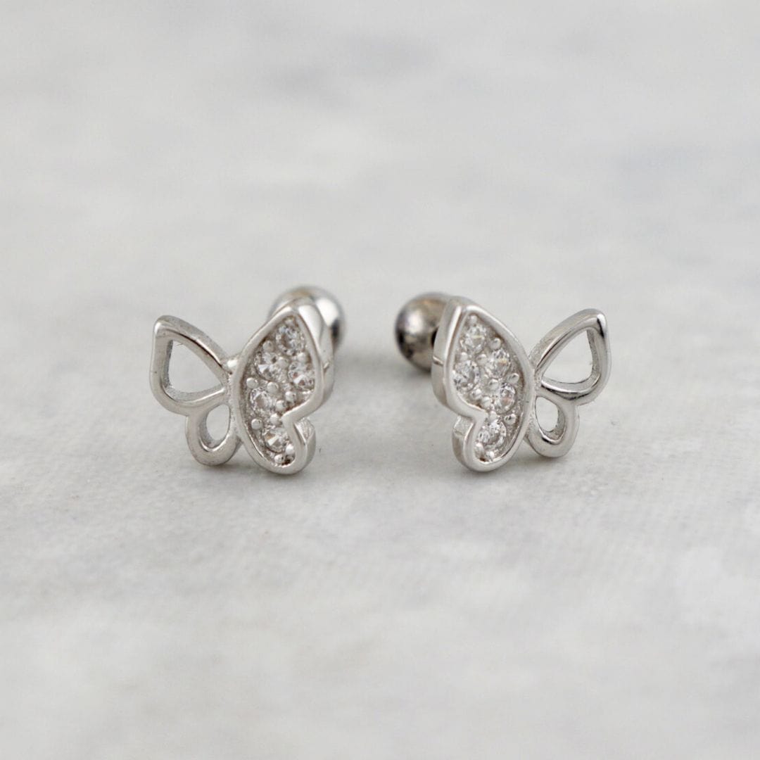 Mathieu Blanchard Boucles d'oreilles Argent Boucles d'oreilles Papillons Scintillants en argent sterling