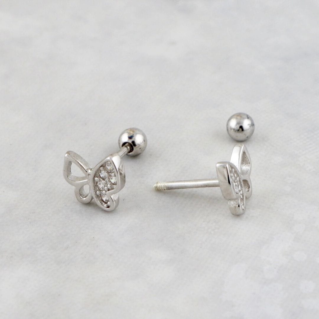 Mathieu Blanchard Boucles d'oreilles Argent Boucles d'oreilles Papillons Scintillants en argent sterling