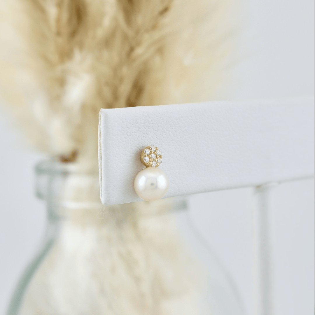 - Boucles d'oreilles Boucles d'oreilles perles en or jaune 10K