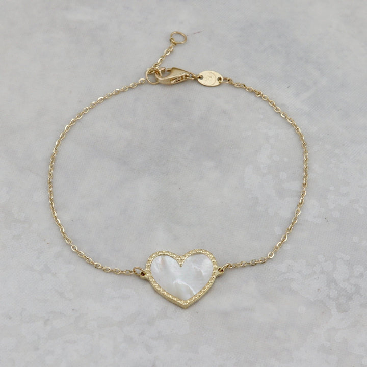- Or 10K / 6.25 - 7 pouces Bracelet Coeur nacré en or 10K