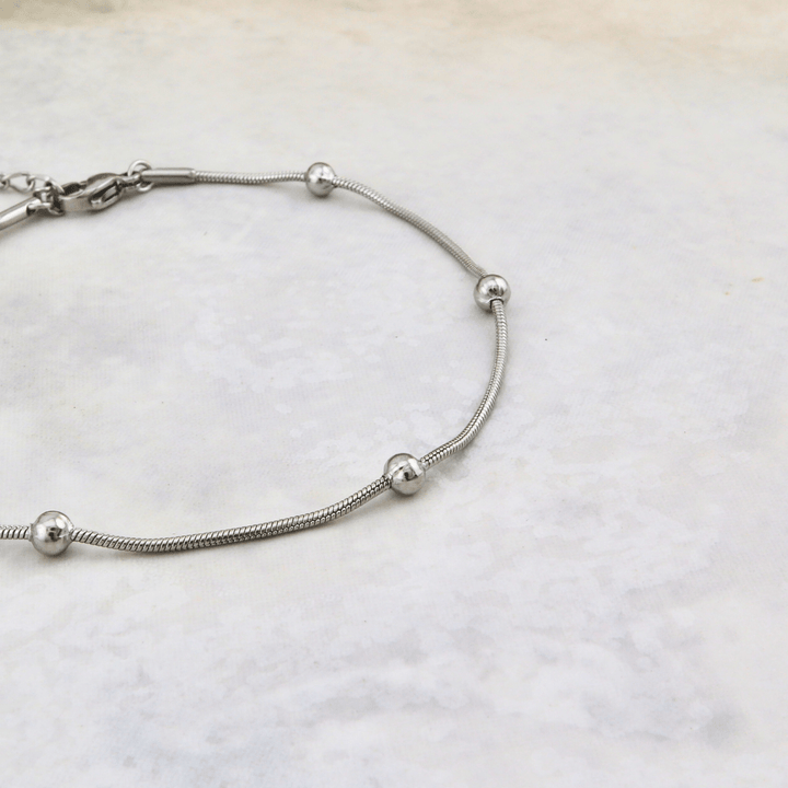 Bracelet de cheville Billes en acier inoxydable Mathieu Blanchard Bracelets de cheville Chaîne cheville petites Billes en acier inox | Mathieu Blanchard Mathieu Blanchard Joaillerie