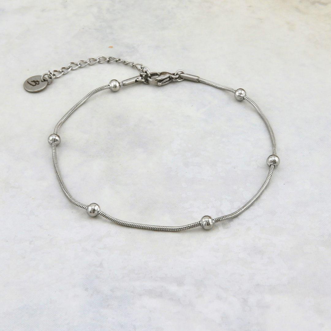 Bracelet de cheville Billes en acier inoxydable Mathieu Blanchard Bracelets de cheville Chaîne cheville petites Billes en acier inox | Mathieu Blanchard Mathieu Blanchard Joaillerie
