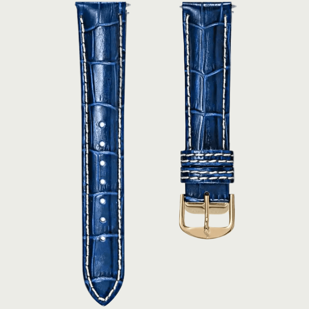 Bracelet de montre en cuir bleu 20mm Haydn Bracelets de montre Acier inoxydable 15908201:100000:T Bracelet de montre 20mm en cuir véritable bleu | Mathieu Blanchard Mathieu Blanchard Joaillerie