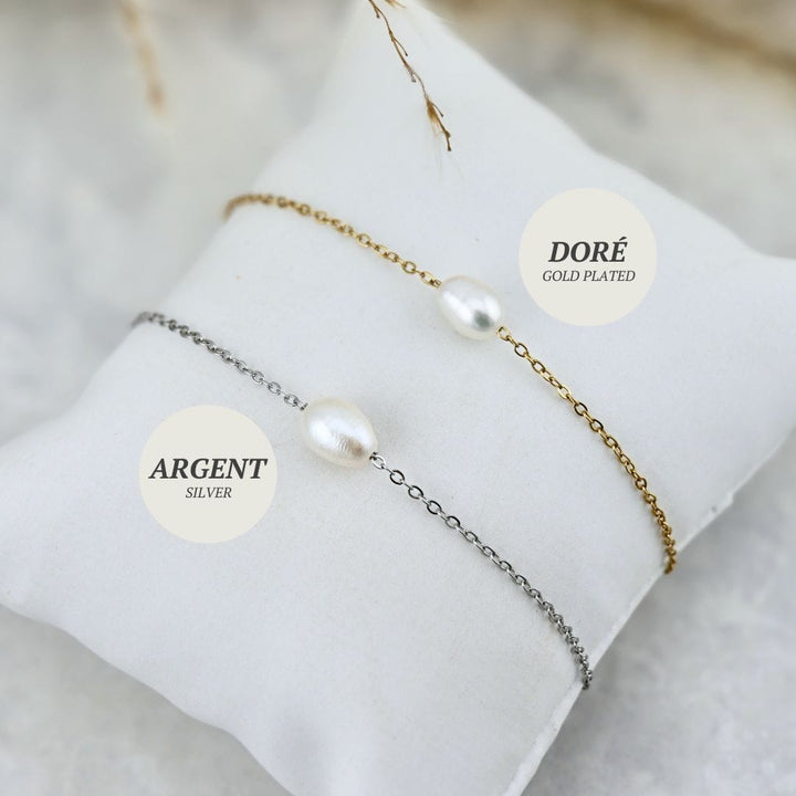 Bracelet et perle baroque en acier inoxydable Mathieu Blanchard Bracelets Bracelet en acier inox et perles baroques | Mathieu Blanchard Mathieu Blanchard Joaillerie