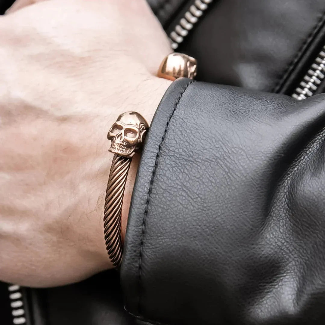 Bracelet Glatiator Bronze en acier inoxydable SkeletonHD Bracelets Acier inoxydable Bracelet manchette Glatiator Bronze - têtes de mort | Mathieu Blanchard Mathieu Blanchard Joaillerie