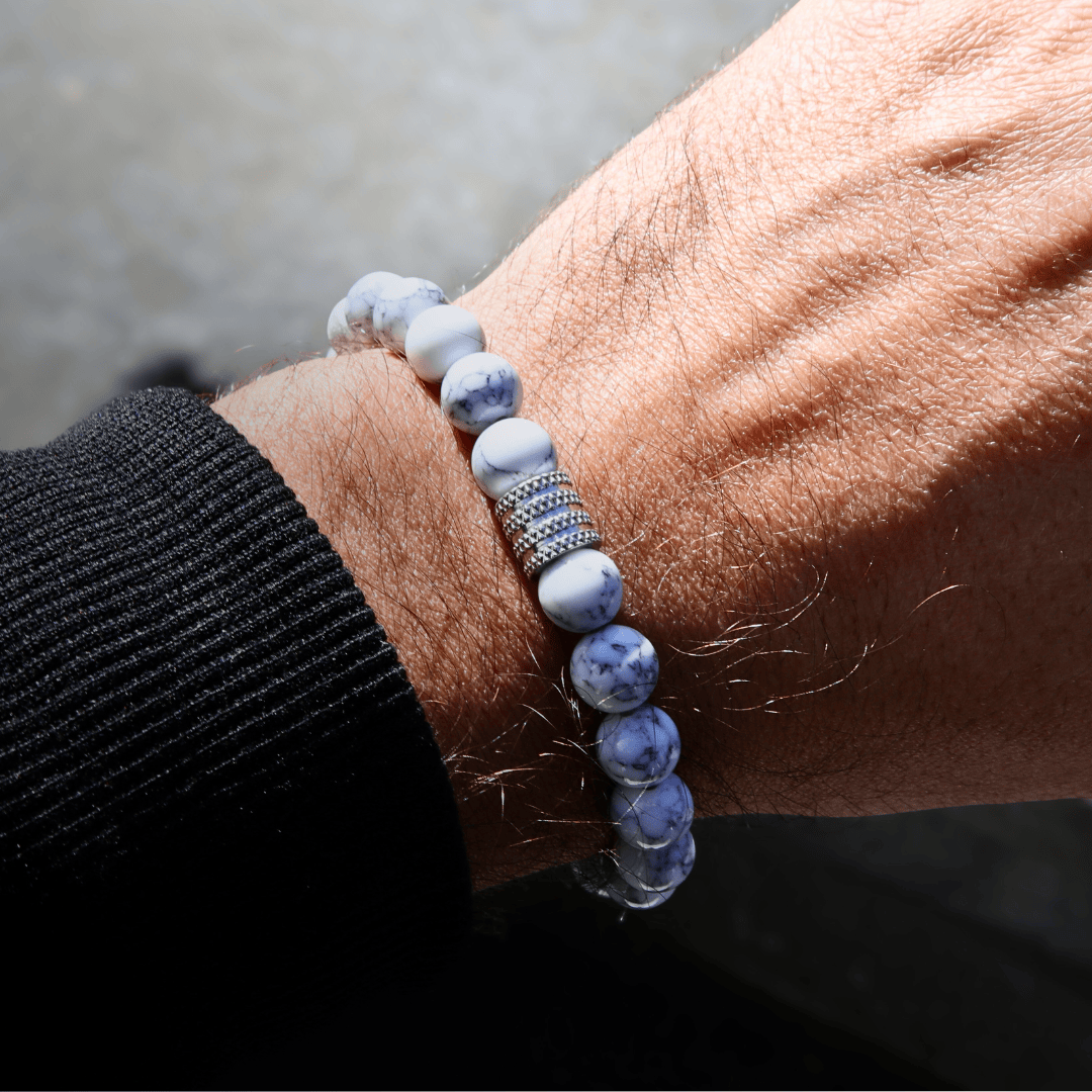 Bracelet La Force Turquoise Blanc en acier inoxydable Mathieu Blanchard Acier inoxydable PBRM17384S Bracelet La Force Turquoise blanc 8mm | Mathieu Blanchard Joaillerie Mathieu Blanchard Joaillerie