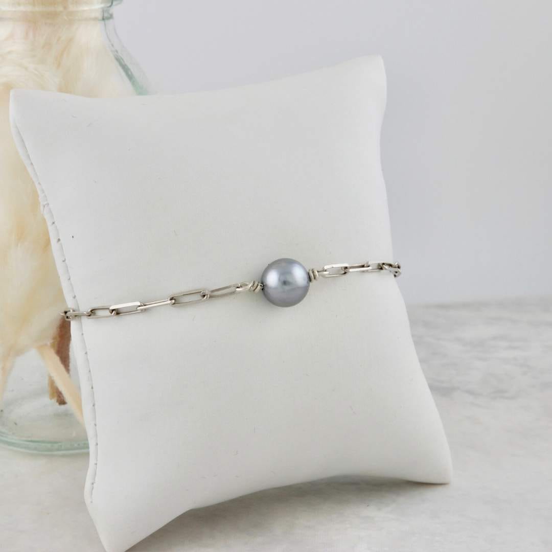 Bracelet Oceania et perle de Tahiti en argent sterling Mathieu Blanchard Bracelets Bracelet en argent sterling et perle de Tahiti | Mathieu Blanchard Mathieu Blanchard Joaillerie