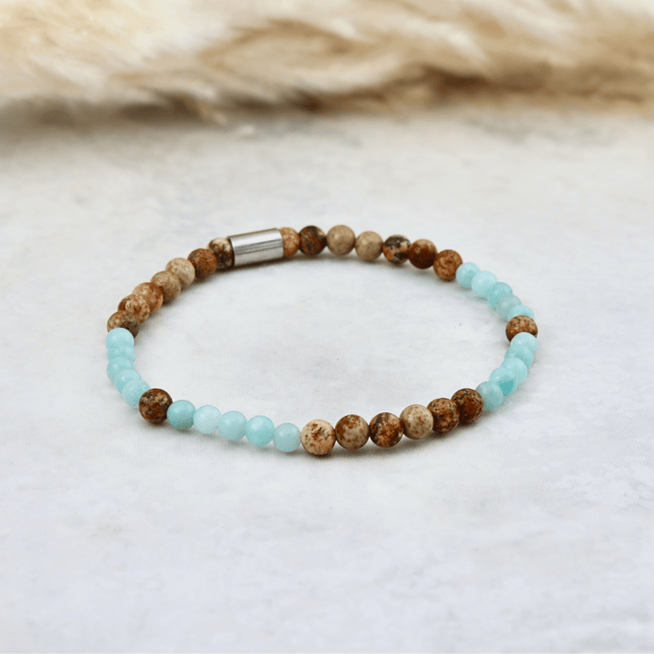 Bracelet Sérénité en acier inoxydable Mathieu Blanchard Acier inoxydable PBRM17376S Bracelet Sérénité en Jaspe et Amazonite | Mathieu Blanchard Mathieu Blanchard Joaillerie