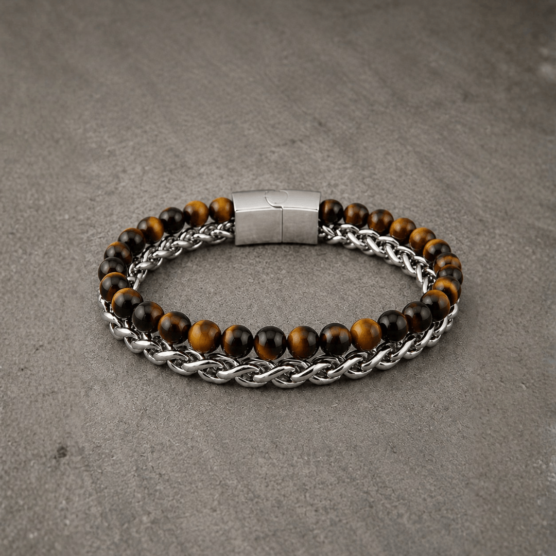 Mathieu Blanchard Bracelets Bracelet Stone en acier et oeil de tigre