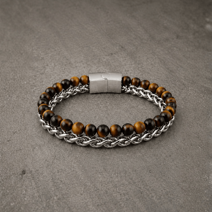 Mathieu Blanchard Bracelets Bracelet Stone en acier et oeil de tigre