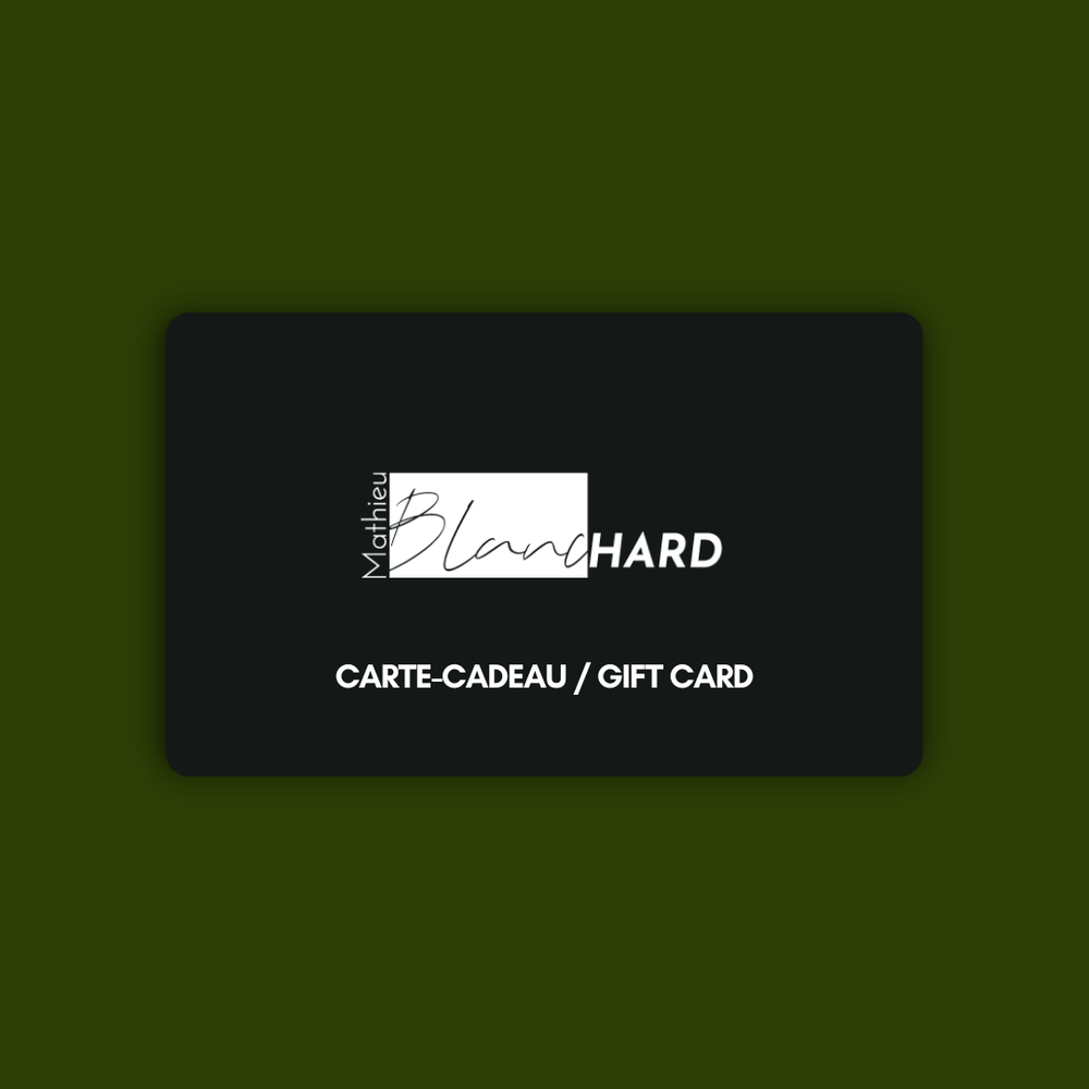 Carte-cadeau noire avec logo BlacHARD et texte « CARTE-CADEAU »