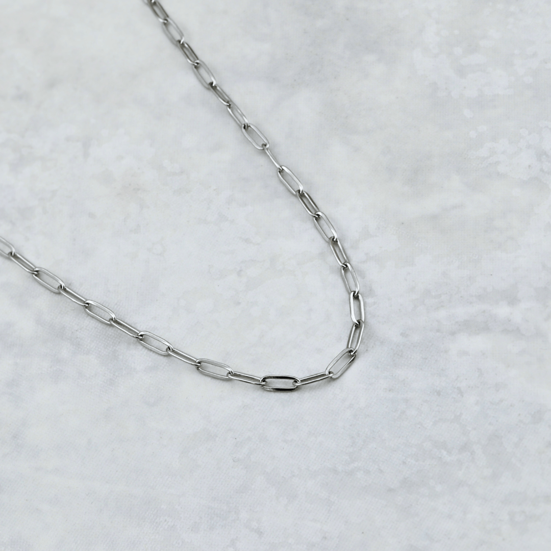 Chaîne Paperclip en acier inoxydable Mathieu Blanchard Collier Acier inoxydable PCHM17370S-18 Chaine Paperclip 2.5mm en acier inox | Mathieu Blanchard Mathieu Blanchard Joaillerie