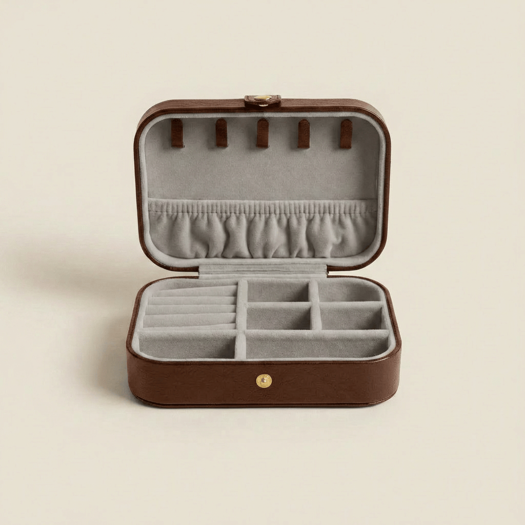 Coffret à bijoux Escale Marron Mathieu Blanchard ACCESSOIRES PCOM20069S-marron Coffret à bijoux en cuir marron premium | Mathieu Blanchard  Mathieu Blanchard Joaillerie