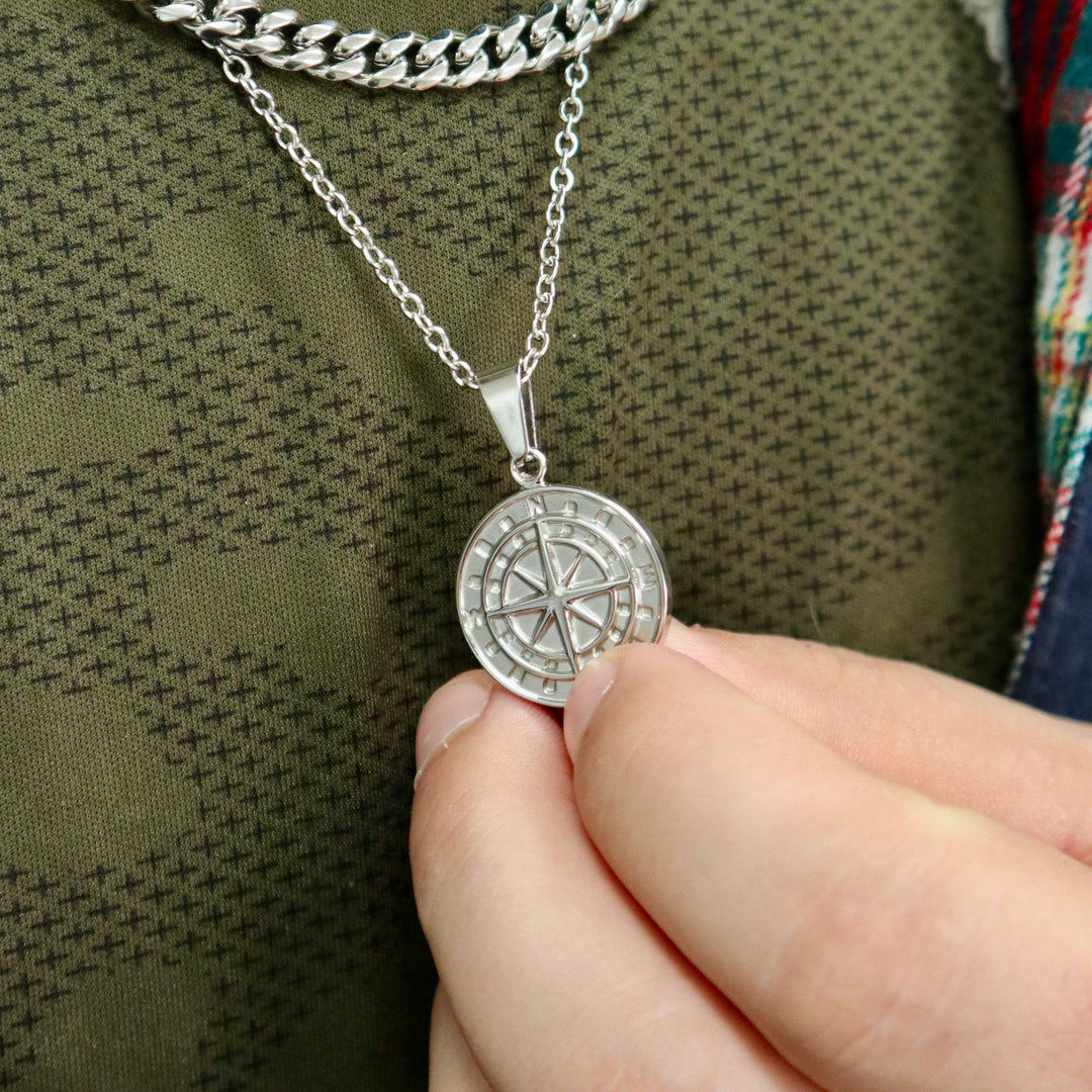 Collier Boussole en argent sterling Mathieu Blanchard Colliers Argent sterling PCOM10804S Collier Plaque en acier inox | Mathieu Blanchard Joaillerie Mathieu Blanchard Joaillerie