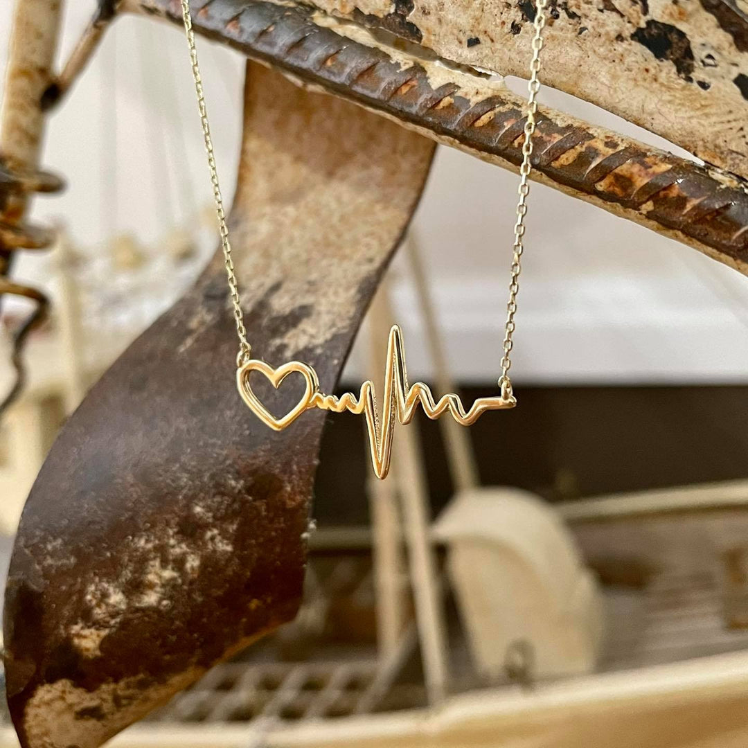 Collier Cardiogramme en or jaune 10K - Colliers Or jaune 10K FNY-A25-011 Collier Cardiogramme Cœur Or Jaune 10K | Mathieu Blanchard Mathieu Blanchard Joaillerie