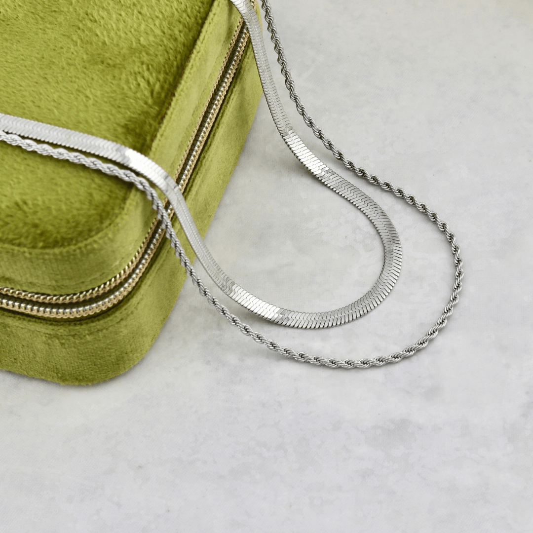Collier double en acier inoxydable Mathieu Blanchard Collier Acier inoxydable PCOM14227S Collier double Boho  acier inox | Mathieu Blanchard Mathieu Blanchard Joaillerie
