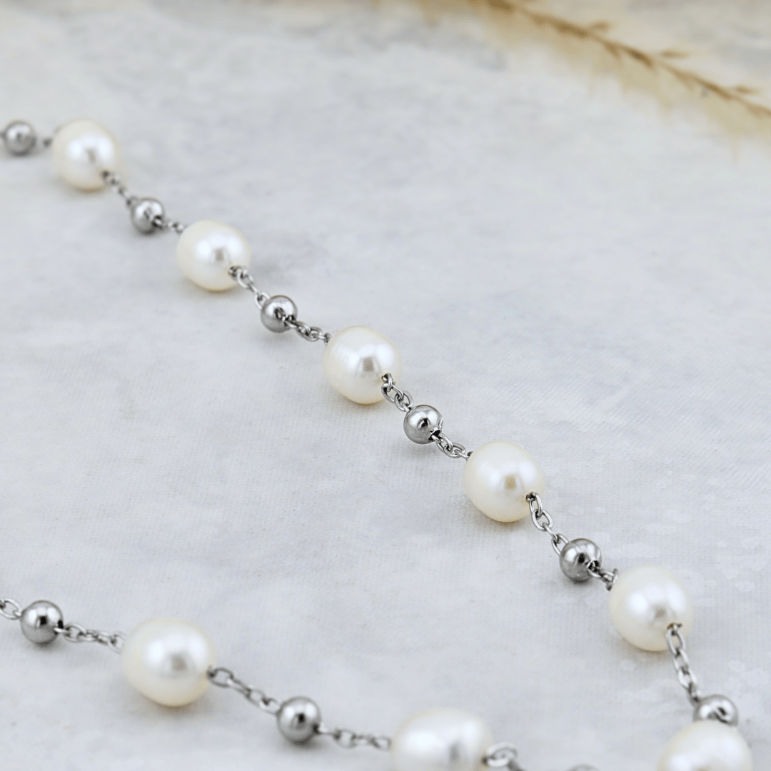 Collier et perles baroques en acier inoxydable Mathieu Blanchard collier Collier en acier inox et perles baroques | Mathieu Blanchard Mathieu Blanchard Joaillerie