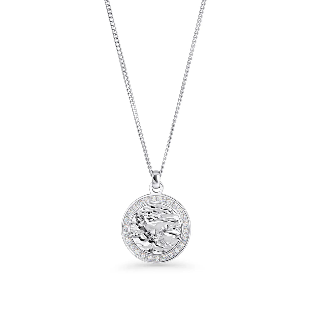 Collier Santo en acier inoxydable Mia Bijoux Collier Acier inoxydable Collier Santo en acier inoxydable - Médaillon martelé avec pierres | Mathieu Blanchard Mathieu Blanchard Joaillerie