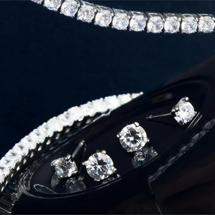 Collier Tennis Grace en acier inoxydable Mia Bijoux Collier Acier inoxydable T424N008AR Collier Santo en acier inoxydable - Médaillon martelé avec pierres | Mathieu Blanchard Mathieu Blanchard Joaillerie