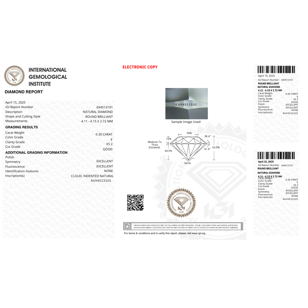 Diamant Naturel Taille Brillant Rond 0,30 ct E VS2 Mathieu Blanchard 100767423510 Diamant Naturel Taille Brillant Rond 0,30 ct  E VS1 | Mathieu Blanchard  Mathieu Blanchard Joaillerie