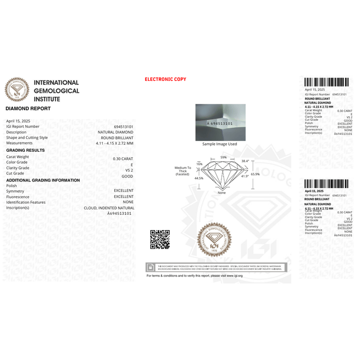 Diamant Naturel Taille Brillant Rond 0,30 ct E VS2 Mathieu Blanchard 100767423510 Diamant Naturel Taille Brillant Rond 0,30 ct  E VS1 | Mathieu Blanchard  Mathieu Blanchard Joaillerie