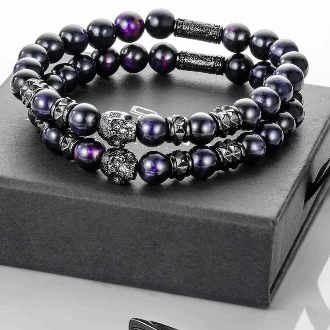 Duo de bracelets Dark Purple en acier inoxydable SkeletonHD Bracelets Acier inoxydable Duo de bracelets Specter, SkeletonHD | Mathieu Blanchard Mathieu Blanchard Joaillerie