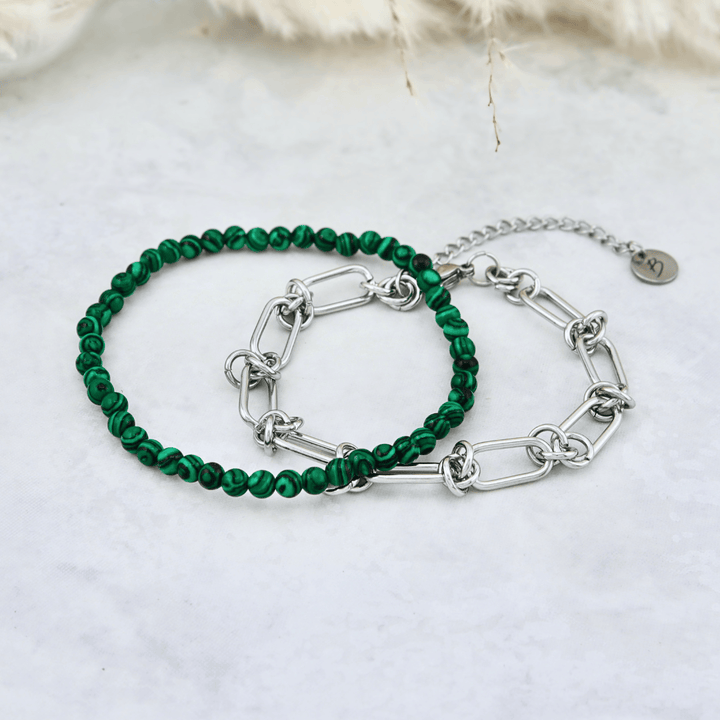 Mathieu Blanchard Bracelets Duo de bracelets Malachite et Acier