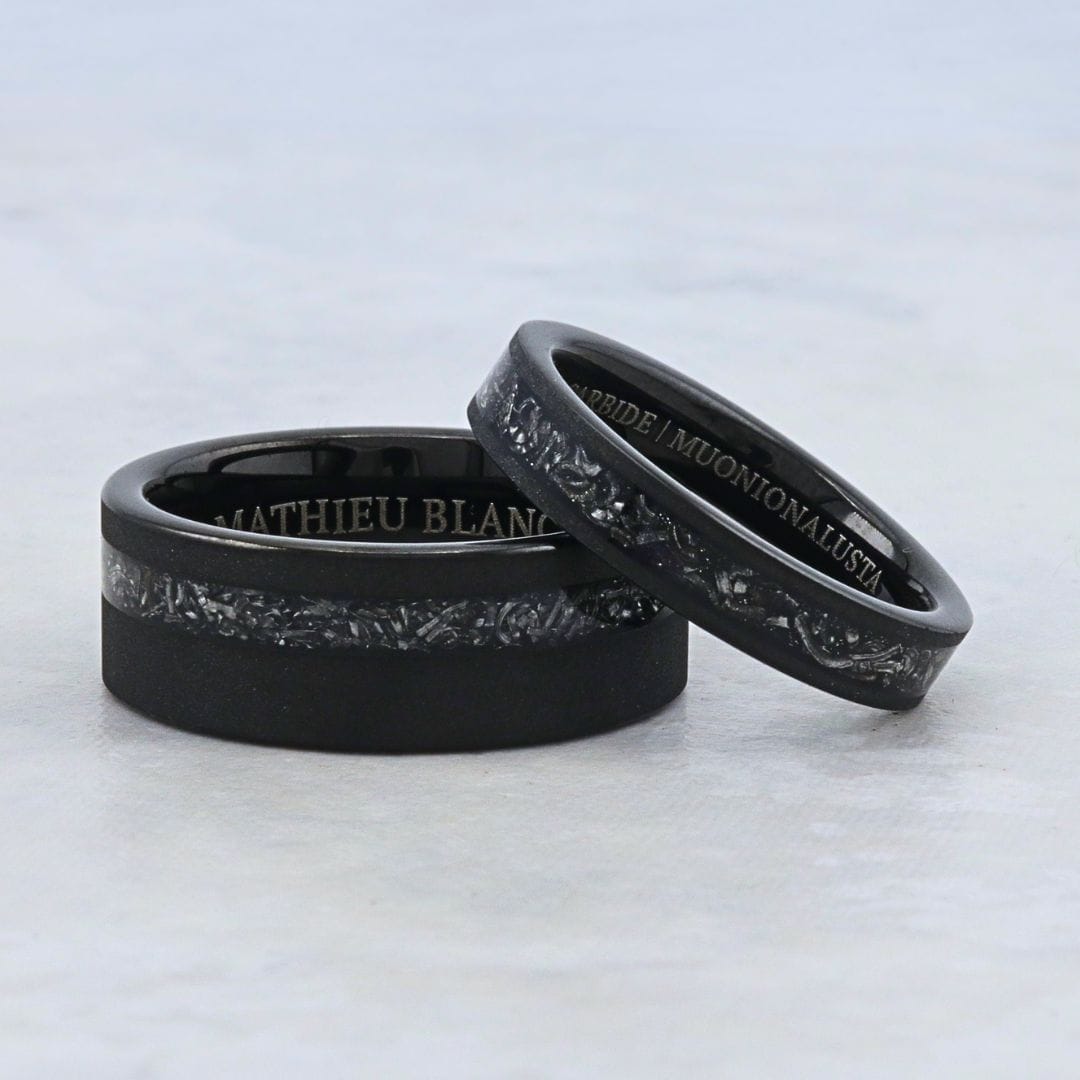Jonc Météorite Muonionalusta 4mm en tungstène Mathieu Blanchard Jonc tungstène 4mm avec météorite Muonionalusta | Mathieu Blanchard Mathieu Blanchard Joaillerie
