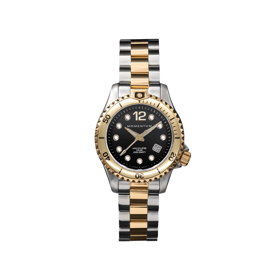 Momentum Montres Acier inoxydable Montre à énergie solaire 30mm Mini Eclipse 2-tons