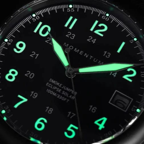 Momentum Montres Caoutchouc Montre à énergie solaire 38mm Smokejumper Eclipse Noir