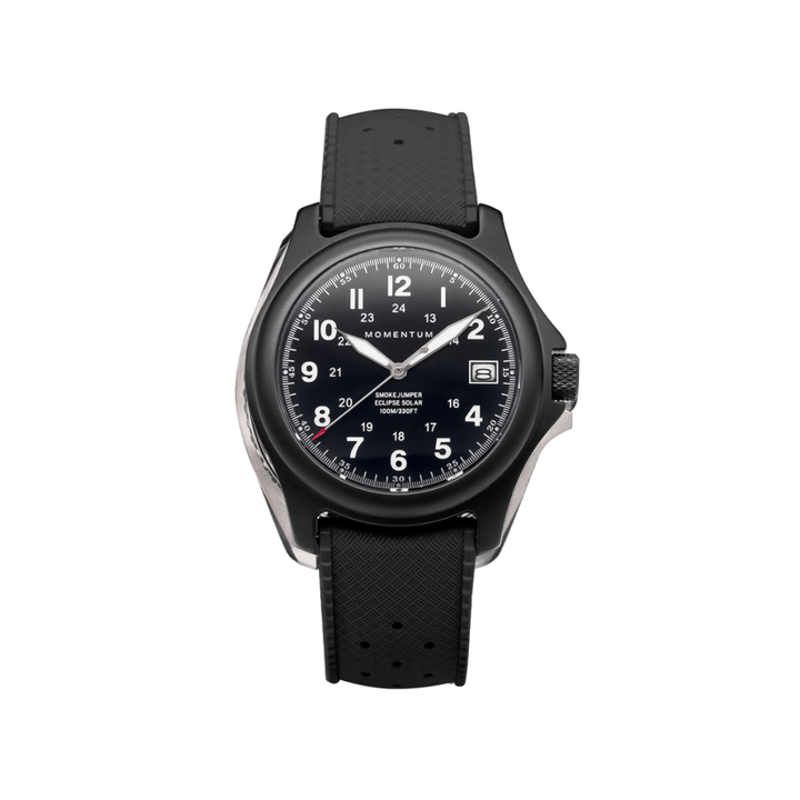 Momentum Montres Caoutchouc Montre à énergie solaire 38mm Smokejumper Eclipse Noir