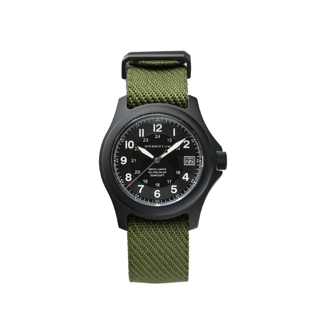 Momentum Montres Caoutchouc Montre à énergie solaire 38mm Smokejumper Eclipse Vert