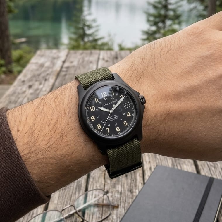 Momentum Montres Caoutchouc Montre à énergie solaire 38mm Smokejumper Eclipse Vert