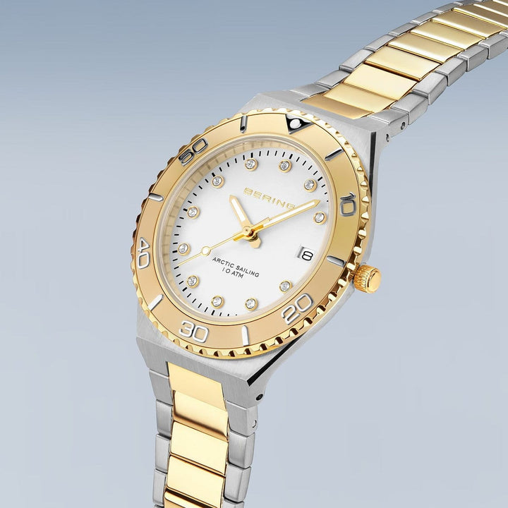 Montre Bering 2 tons 36mm 18936 710 Bering Montre Acier inoxydable plaqué or jaune 18936-710 Montre Bering 2 tons 36mm 18936-710 - Mathieu Blanchard - Dépositaire officiel Bering Canada Mathieu Blanchard Joaillerie