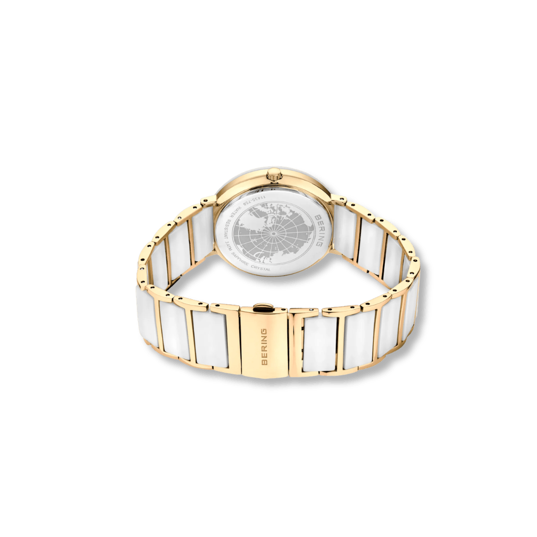Montre Bering Ceramique Blanc 35mm 11435 758 Bering Montre Acier inoxydable plaqué or jaune 11435-758 Montre Bering Ceramique Blanc 35mm 11435-758 | Dépositaire officiel Bering Canada Mathieu Blanchard Joaillerie
