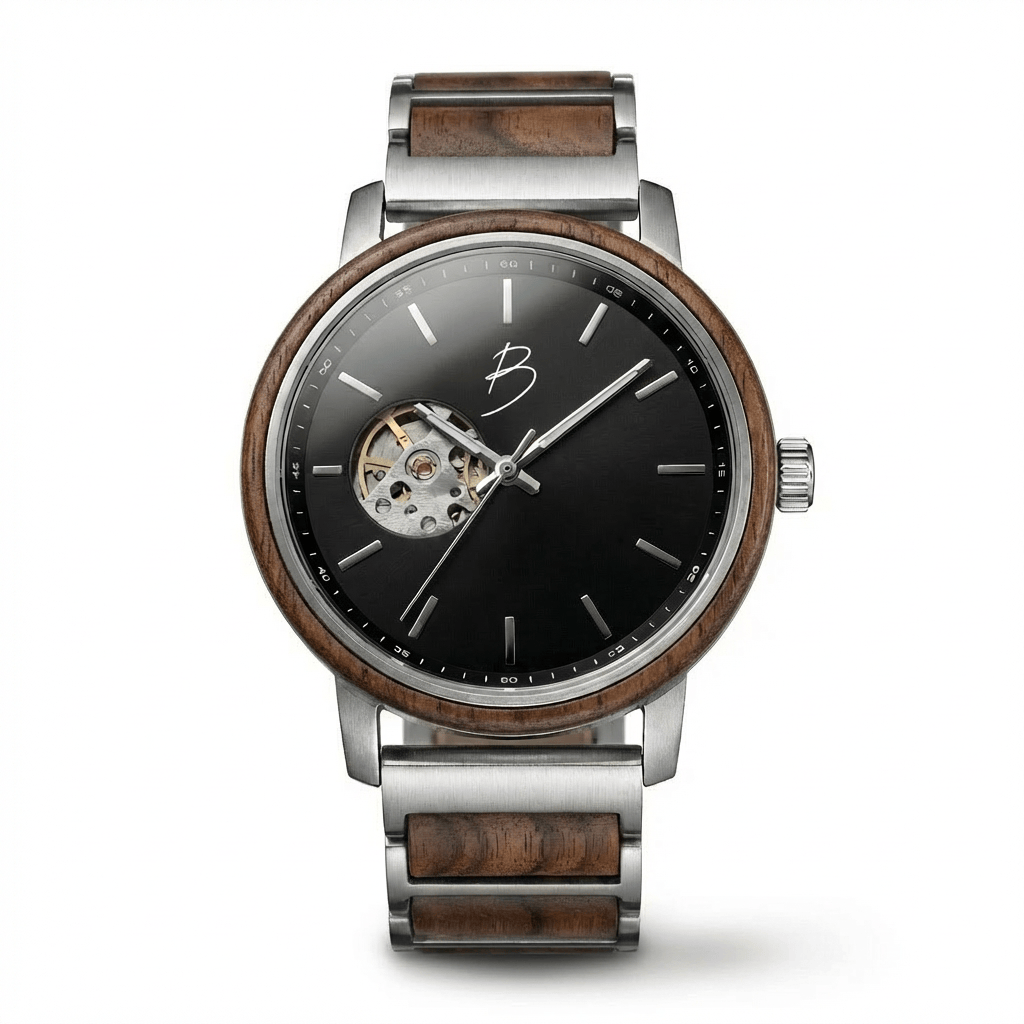 Mathieu Blanchard Montres Noyer Montre Bürgi en bois de noyer